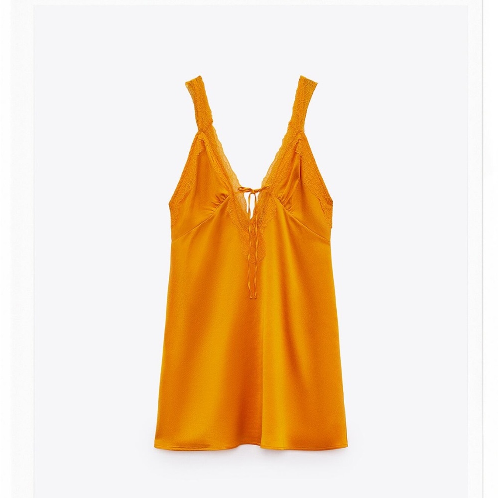 Zara Satin Lace Trim Mini Dress